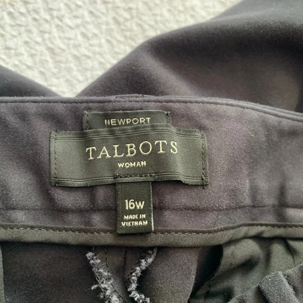 Talbots Newport Navy Blue Straight Leg Dress Pants‎ Womens 16W Stretch Workwear